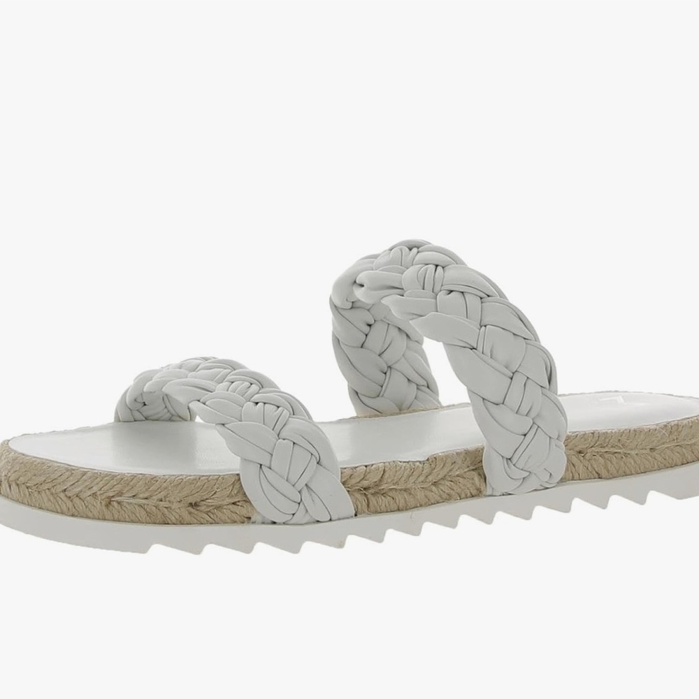 Marc Fisher LTD Jaimee White Braided Slide Sandals Women’s Size 6 Coastal Chic